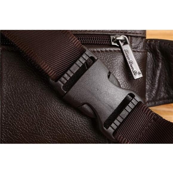 Genuine Leather Waist Pack Fanny Bag Coffee - Picture 6 of 6